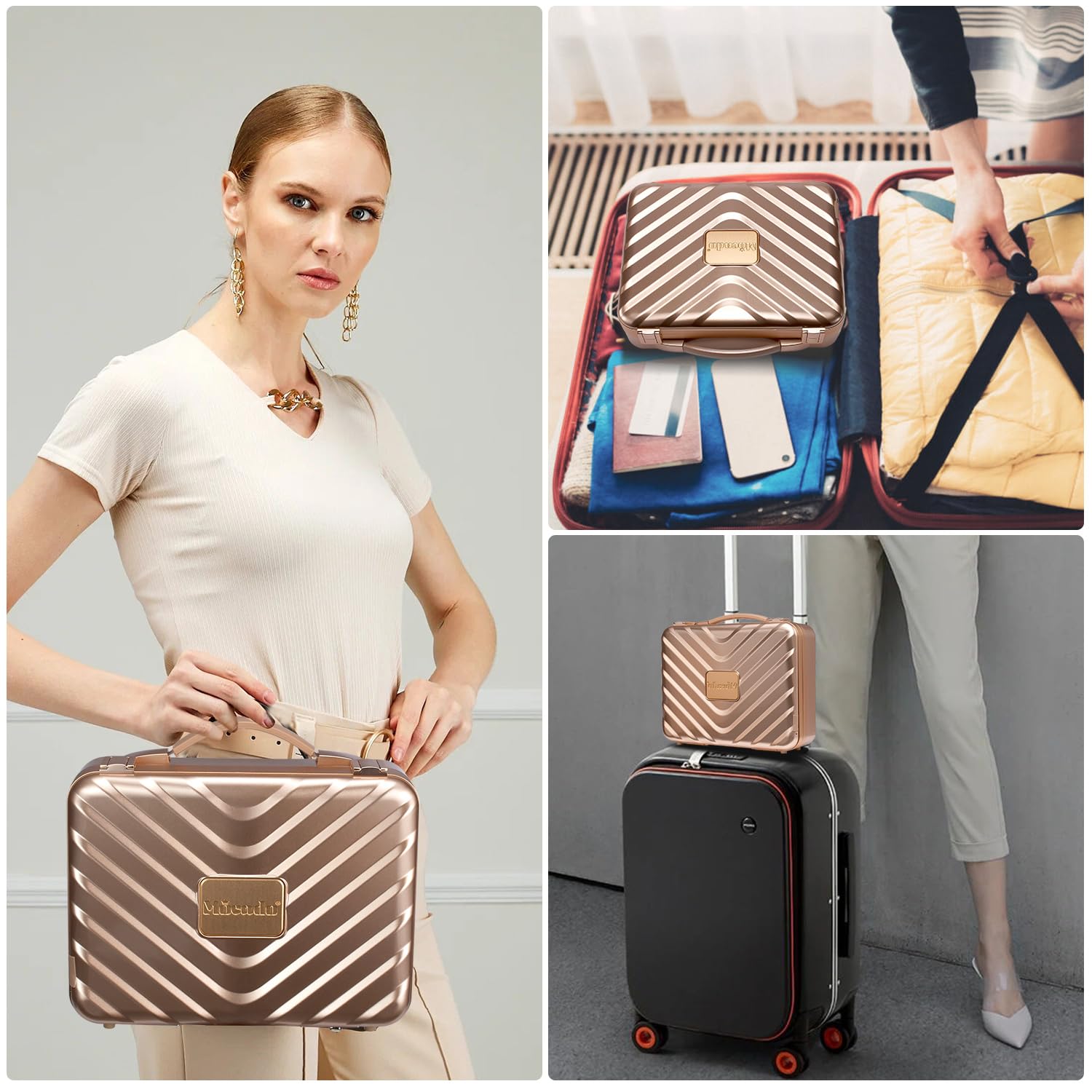 Mocado Travel Makeup Case with Lighted Mirror and Brush Dividers