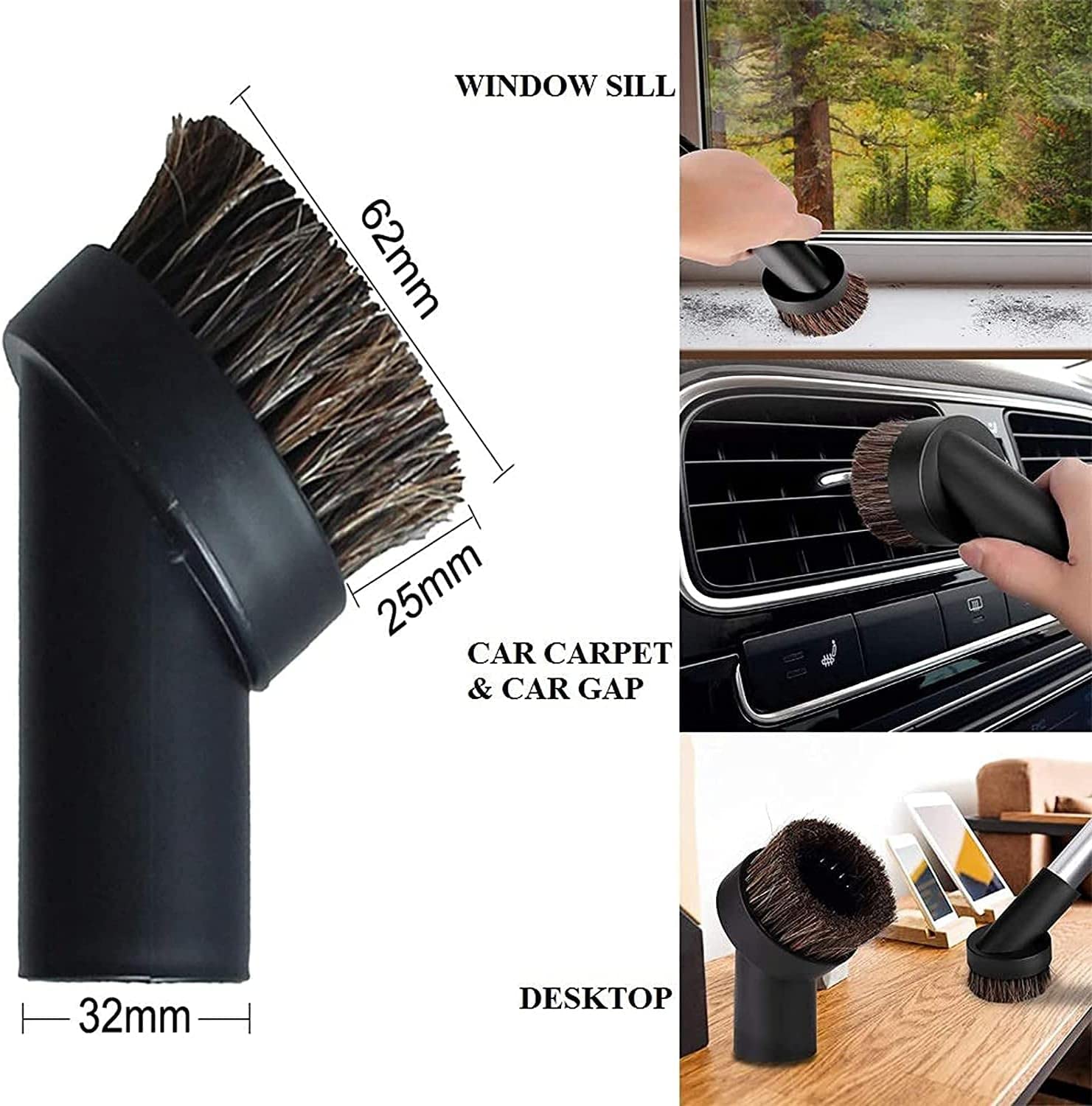 3,8 cm Vakuumbürstenaufsatz für Shop Vac Zubehör Staubsaugeraufsätze Haushaltsreinigungsset Düse Flexible Fugendüse mit 1 7/8 Zoll 1 3/8 Zoll auf 1 Zoll Schlauchadapter 7 Stück