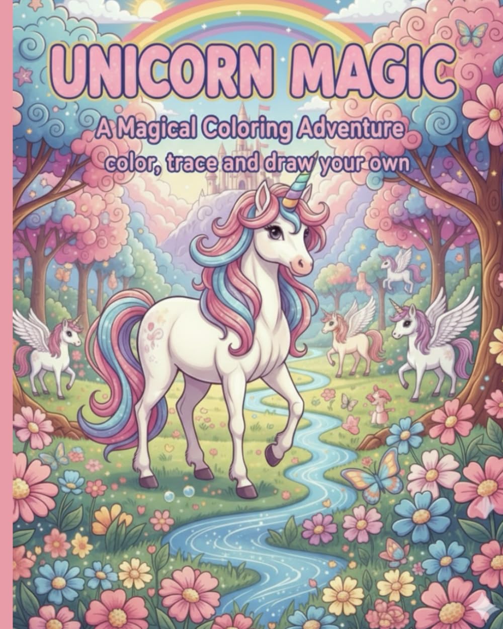 Big Book of Coloring Magical Unicorns for Girls: Color, Trace and Draw your own unicorn adventure!