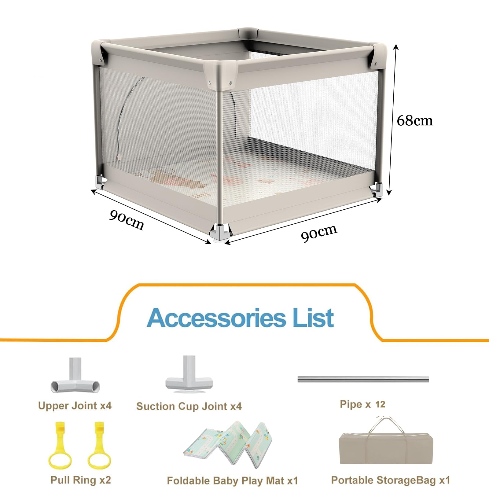 90x90cm Box Bambini con Materassino,Recinto per Bambini con Tappeto Schiuma, Piccolo Box Neonato per Appartamento, Recinto Neonato Centro di Attività Interno ed Esterno