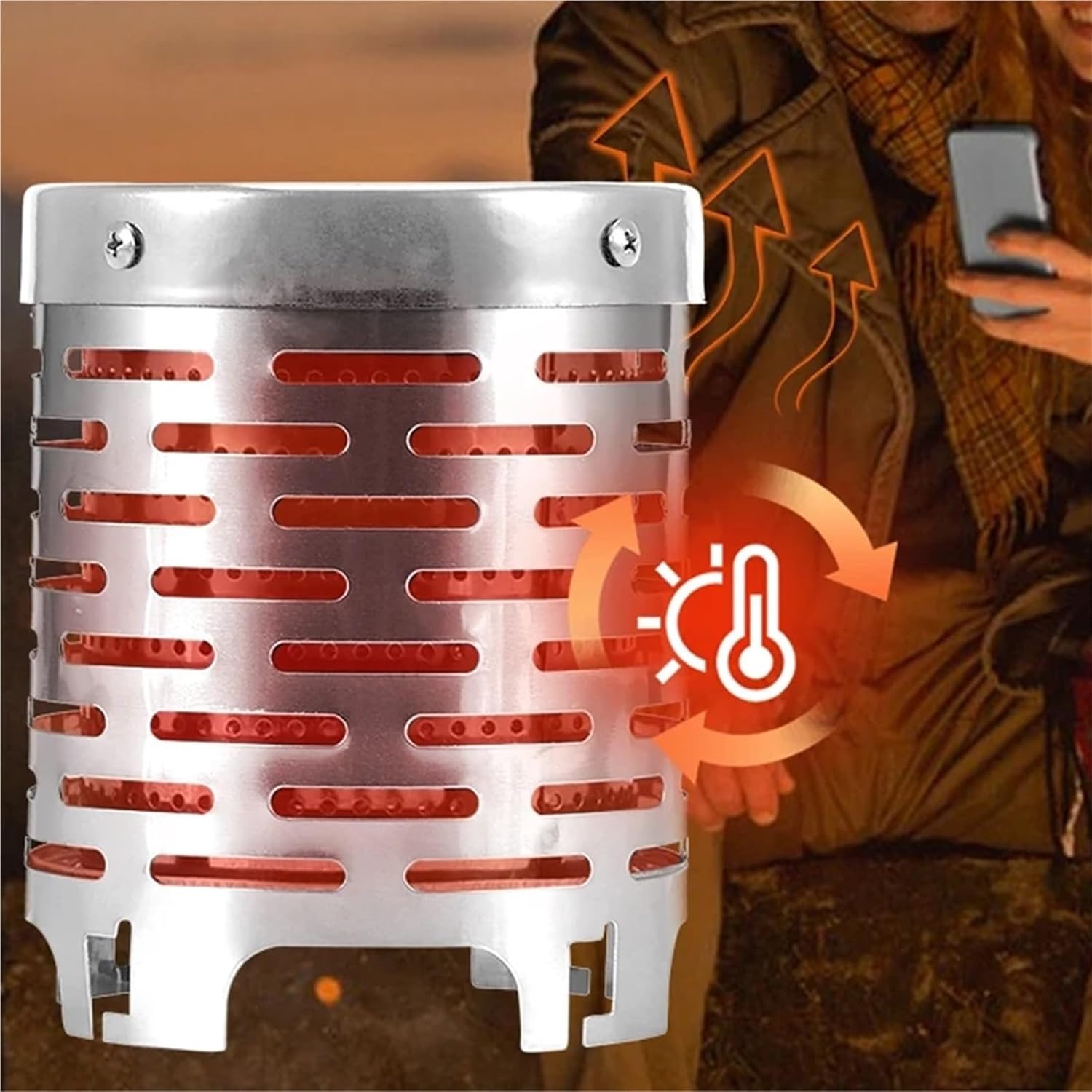 Kerosene Heater, 2Pcs Mini Gas Heater Stove Stainless Steel Portable Warmer Heating Cover Camping Warming Hood For Outdoor,for Indoor Camping Garage(Black)