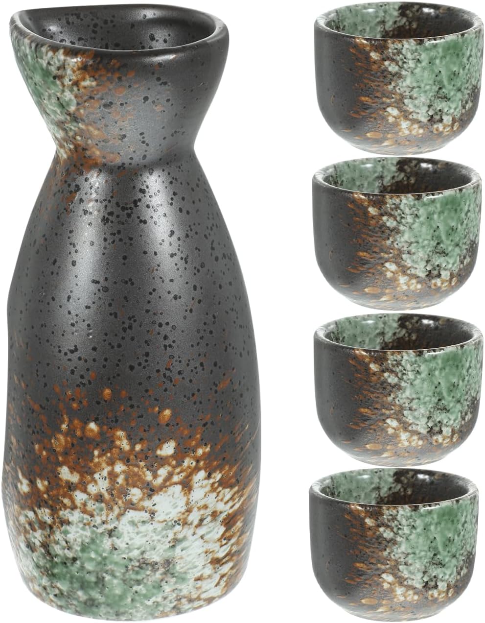 Luxshiny Japanese Ceramic Sake Set: 1 Sake Bottle 4 Sake Cups Traditional Wine Bottle And Cup Set Porcelain Sake Glasses Pottery Shot Cups Tea Cups For Izakaya Japanese Pub Home Restaurant Bar