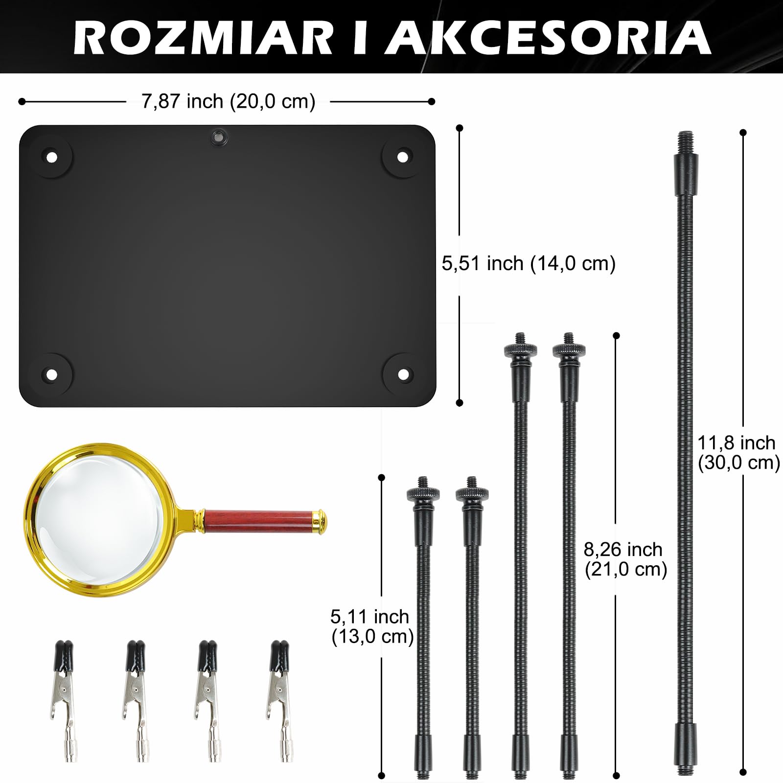 Trzecia Ręka do Lutowania 3x Lupa, Akcesoria do Modelarstwa, tonhui Lut-Uchwyt Płytki Drukowanych Narzędzie, Cztery Ramiona Trzecia Ręka Rękodzieło Biżuteria Hobby Warsztat Stacja Pomocy