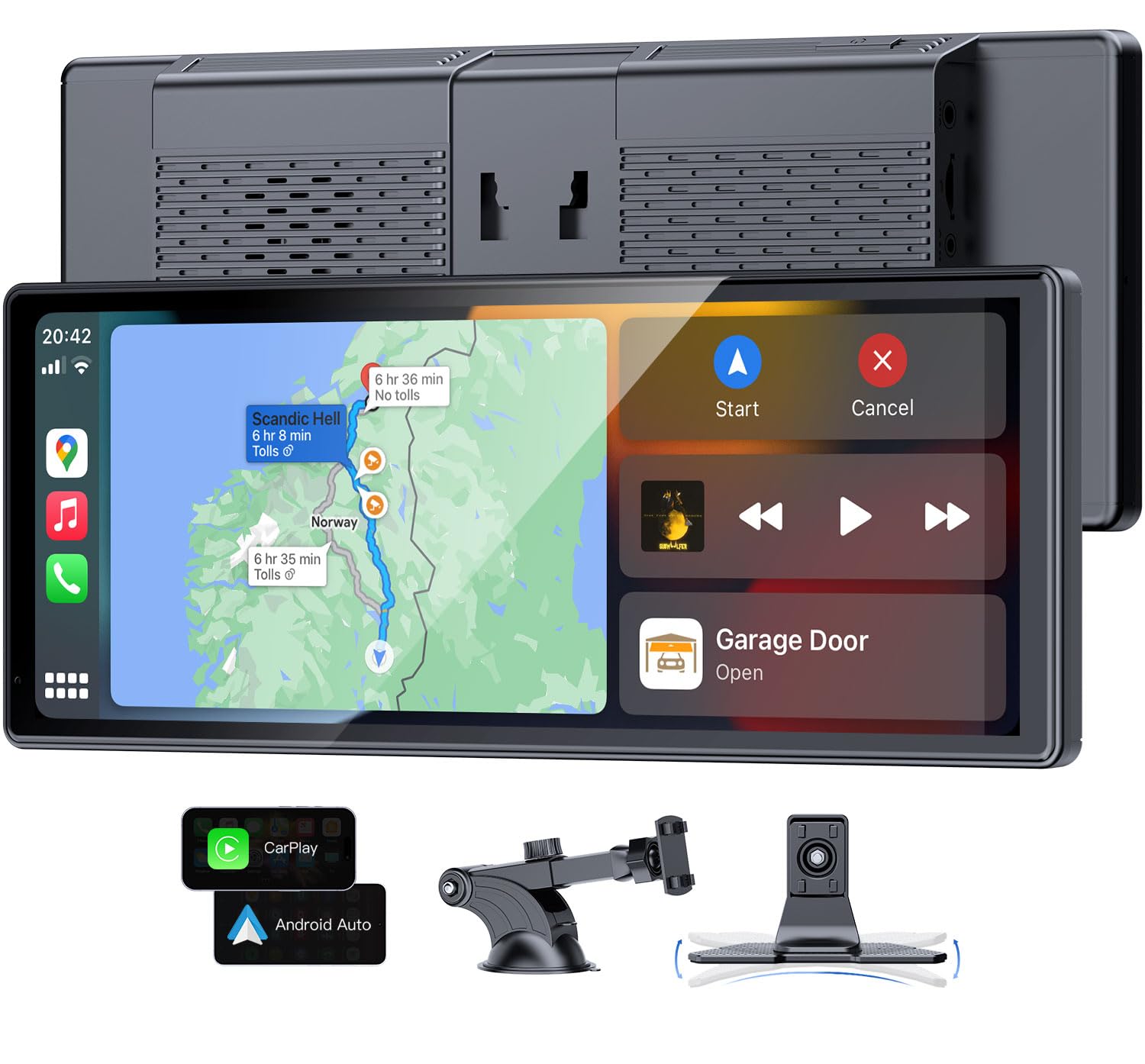 Pantalla CarPlay de 9,26 pulgadas compatible con volante, ajuste automático de brillo, enlace espejo, Bluetooth