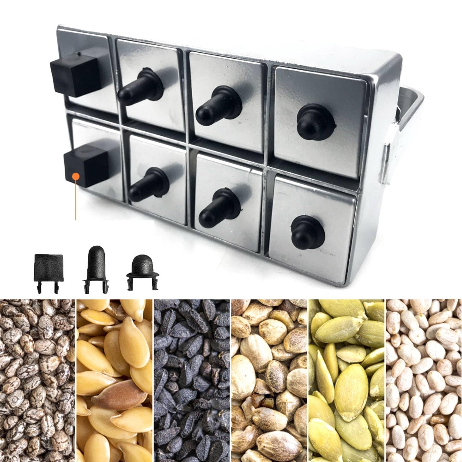 Manual Soil Creatore di Zolle Stampatore per Formatore Blocchi Terriccio con Impugnatura a Asta Centrale in Metallo con Perni Intercambiabili Adatto a Orto Serre Trapianti