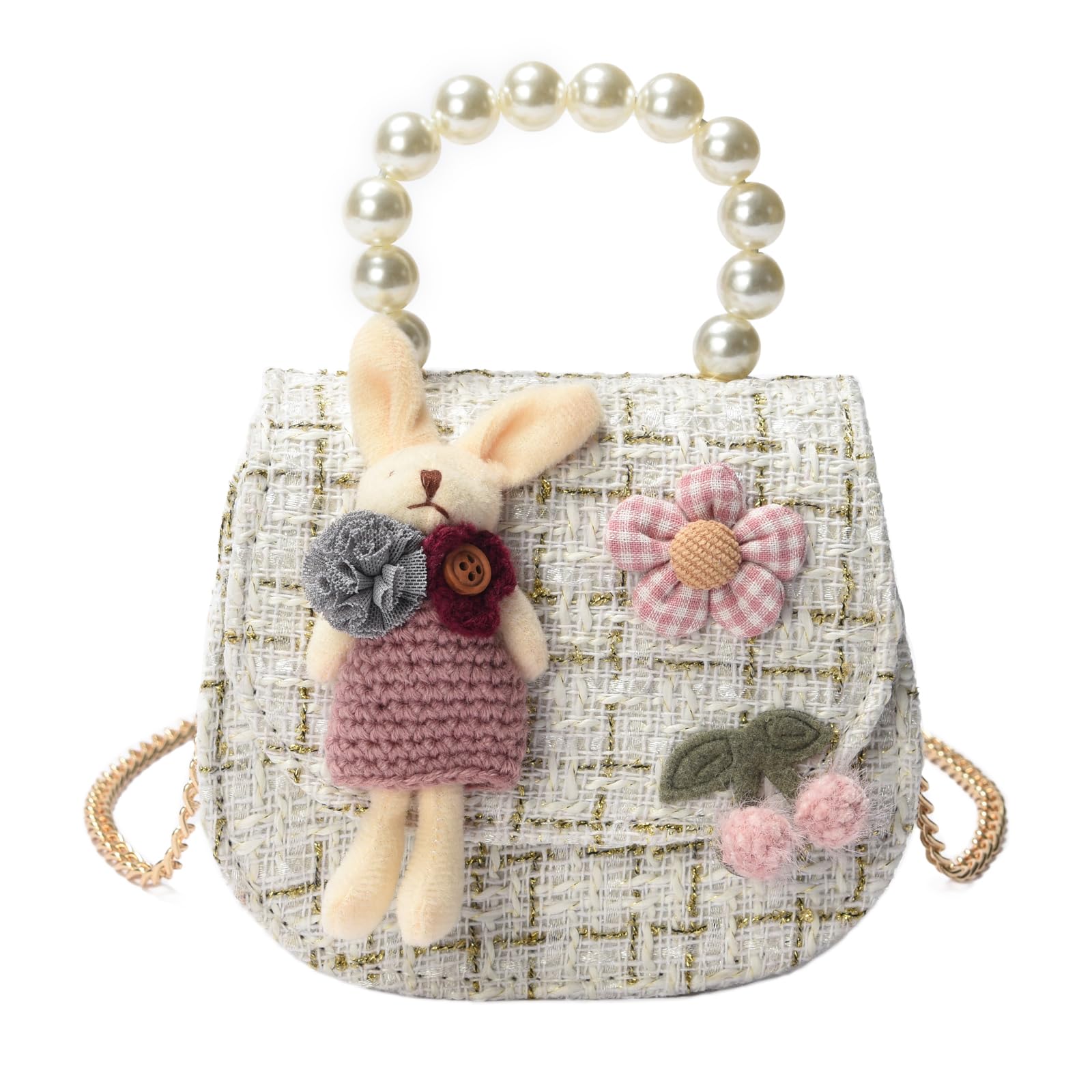 Monederos de princesa con asa de perla y elegante cadena larga 7