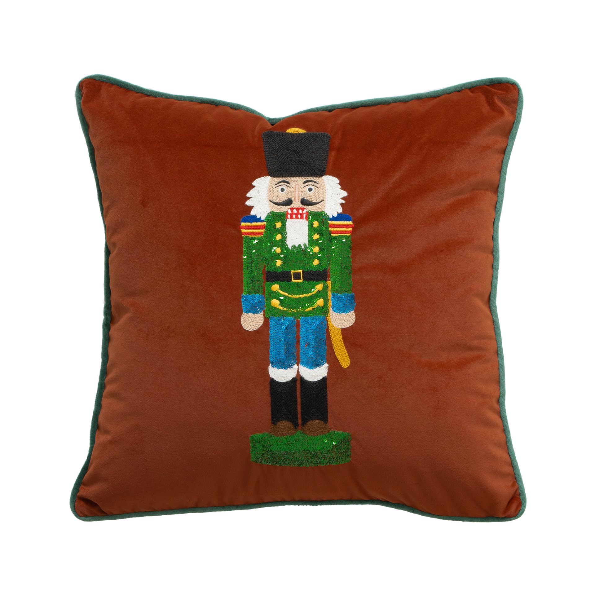 Housse de coussin brodée de Noël Casse-noisette rouge élégante