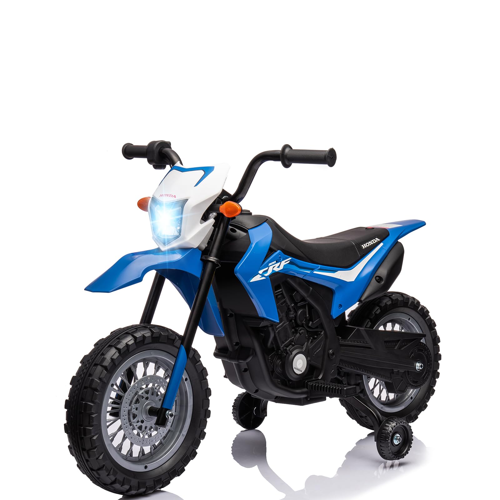 Kids Ride on Motorcycle, Electric Battery Powered Rechargeable Motorbike 6V Licensed Honda Kids Car, Detachable Training Wheels, Engine Sounds, Gift for Children, Blue