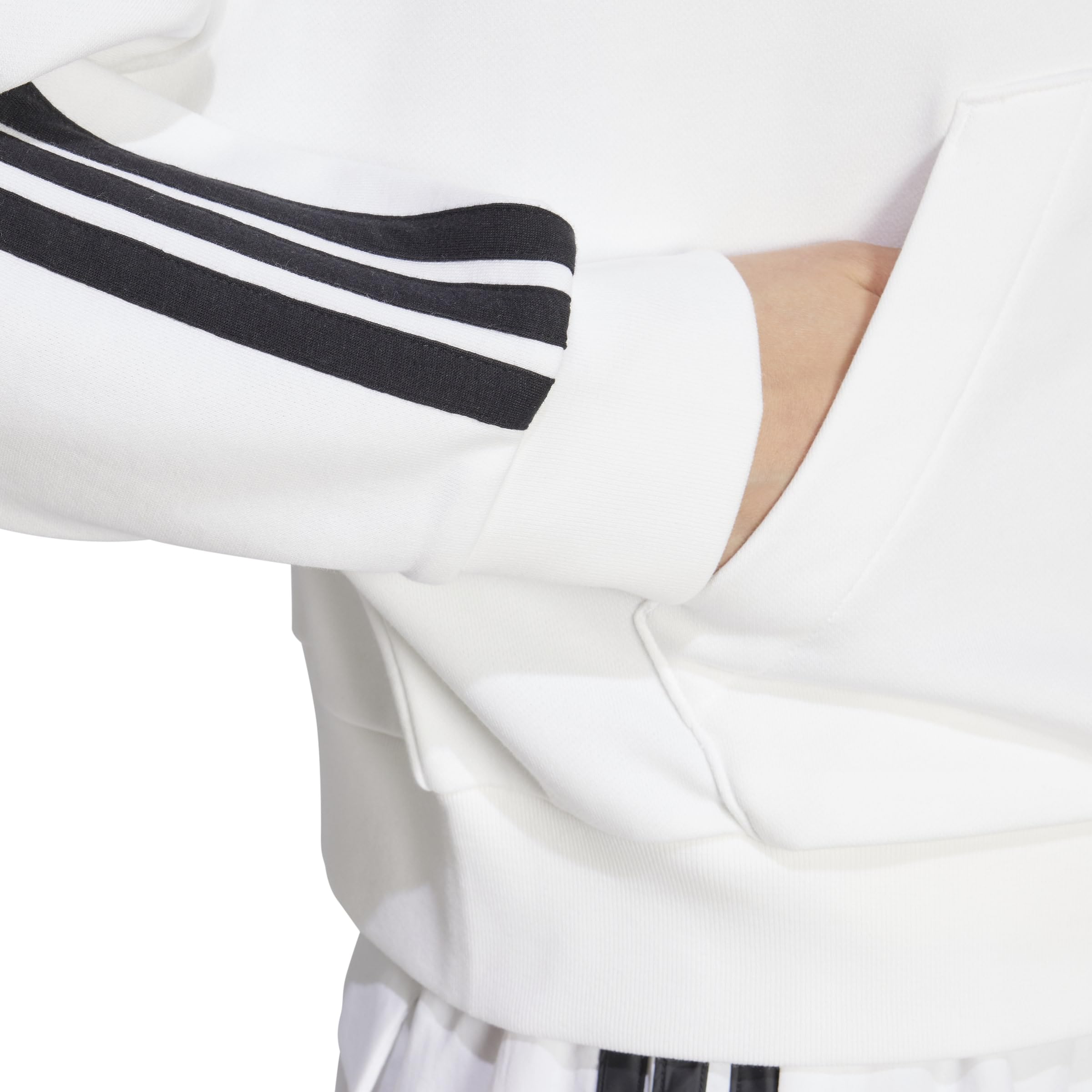 adidas Kobiety ESSENTIALS 3-STRIPES FRENCH TERRY QUARTER-ZIP HOODIE, White/Black, S