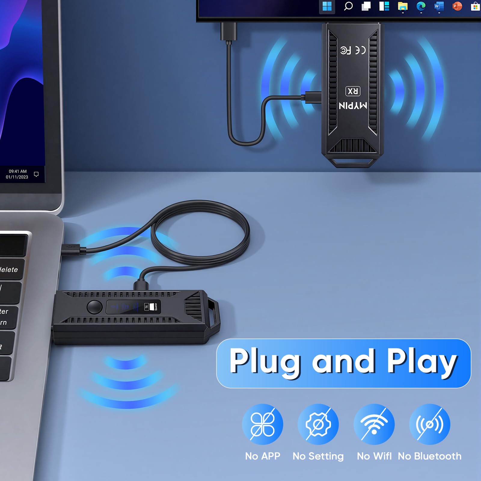 Bezprzewodowy nadajnik i odbiornik HDMI, przedłużacz HDMI 5.8G+2.4G z wyświetlaczem LED, wtyczką i odtwarzaniem, zasięgiem 60m, wyjściem 1080p dla laptopa, komputera, smartfona, aparatu, TV Box na
