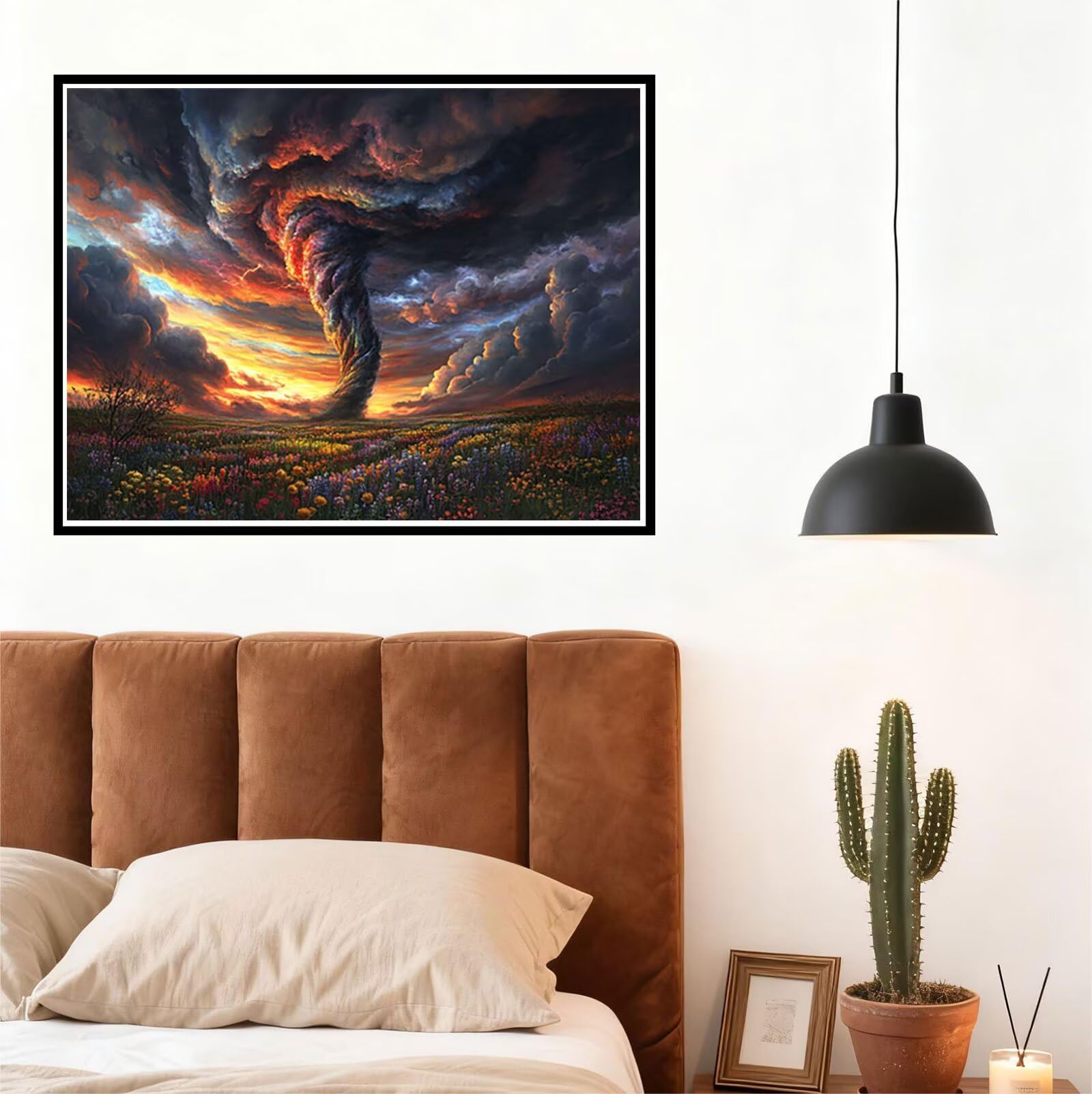 Blume Malen Nach Zahlen Erwachsene Landschaft Malen Nach Zahlen Kinder ab 7, DIY Set Erwachsene Bastelsachen Kreativ Set für Kinder Geschenke für Männer, Weihnachten Halloween Deko 60x80cm H - 914