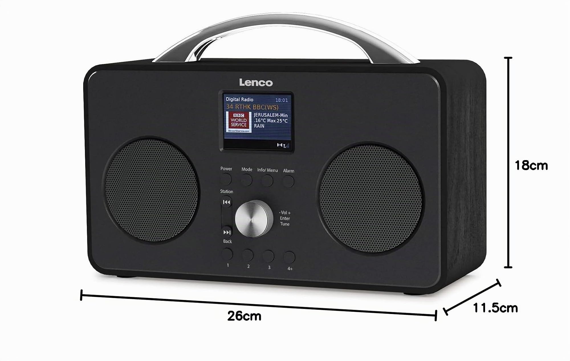 Lenco PIR-645 - Radio Internet Portable - W-LAN - récepteur Dab+ et FM - Bluetooth - écran TFT 2,6" - 4 Boutons de mémoire - Fonction Alarme - Streaming W-LAN - Batterie 4400mAh - Noir