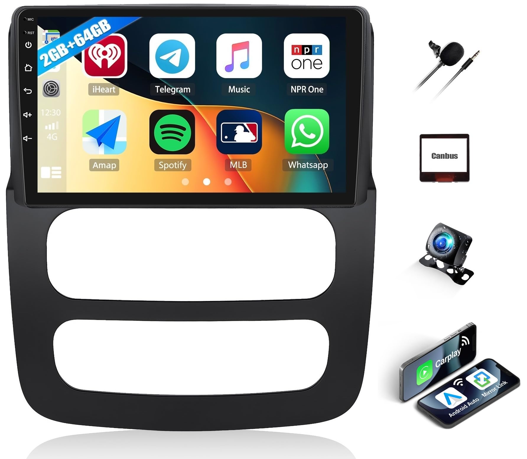 2G+64G Car Radio Stereo for Dodge RAM 1500 2500 3500 Radio 2002 2003 2004 2005 with Wireless CarPlay Android Auto 9" Touch Screen Head Unit with HD