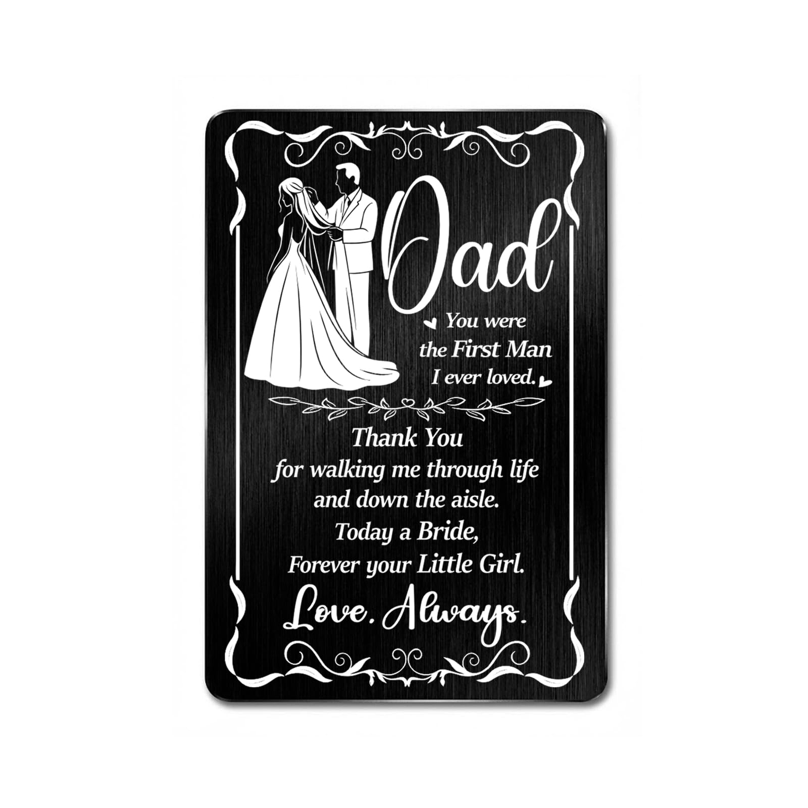 Hewonnn Father of the Bride Gifts from Daughter - Wedding Day Wallet Card for Dad from Bride - Bride to Dad Gifts - Thank You Father Card for Wedding