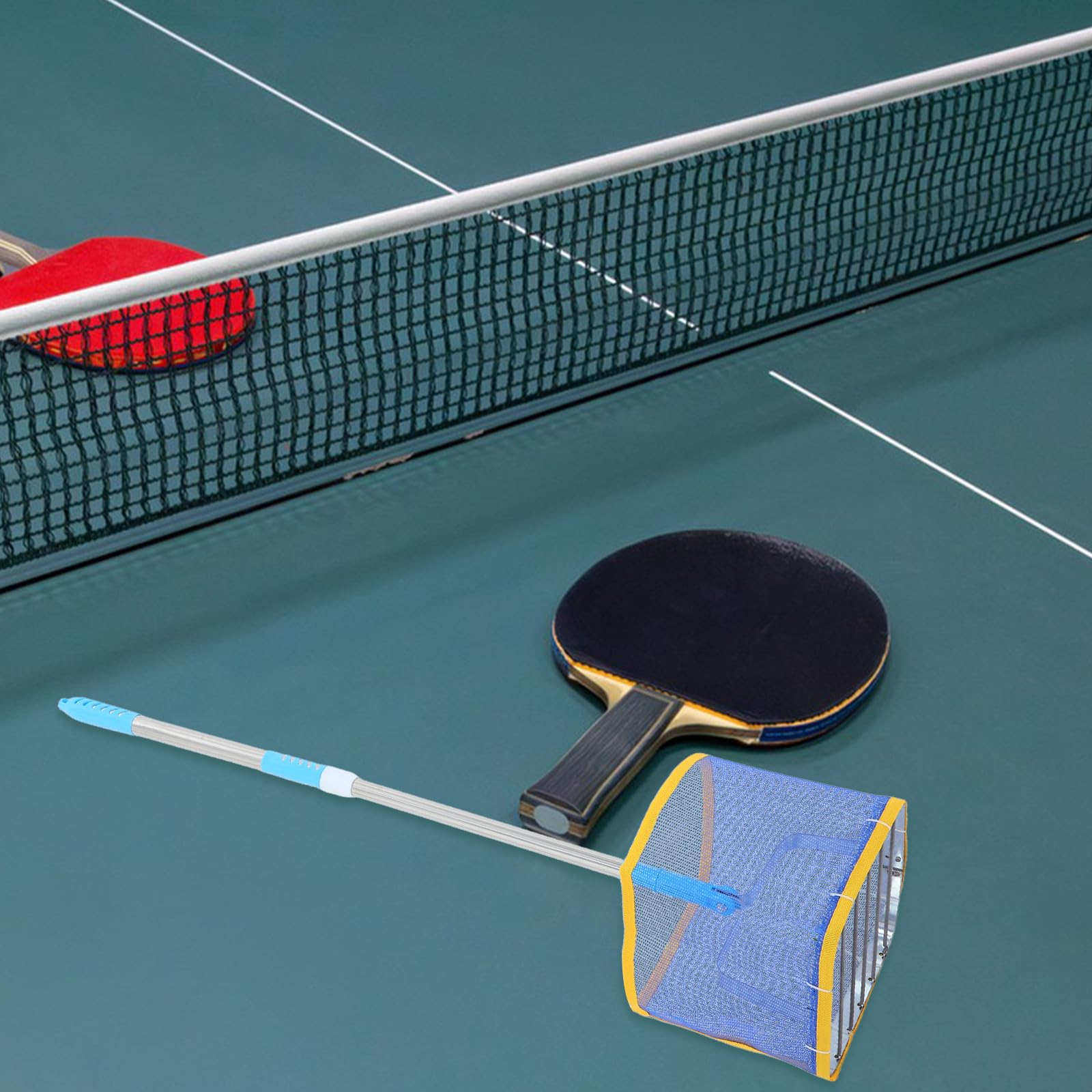 POPETPOP Teleskopischer Tischtennisball Auffangkorb aus Robustem Material Großer Ballsammler für Training Müheloses Aufheben ohne Bücken Tragbares Ballfangnetz für Tischtennissport