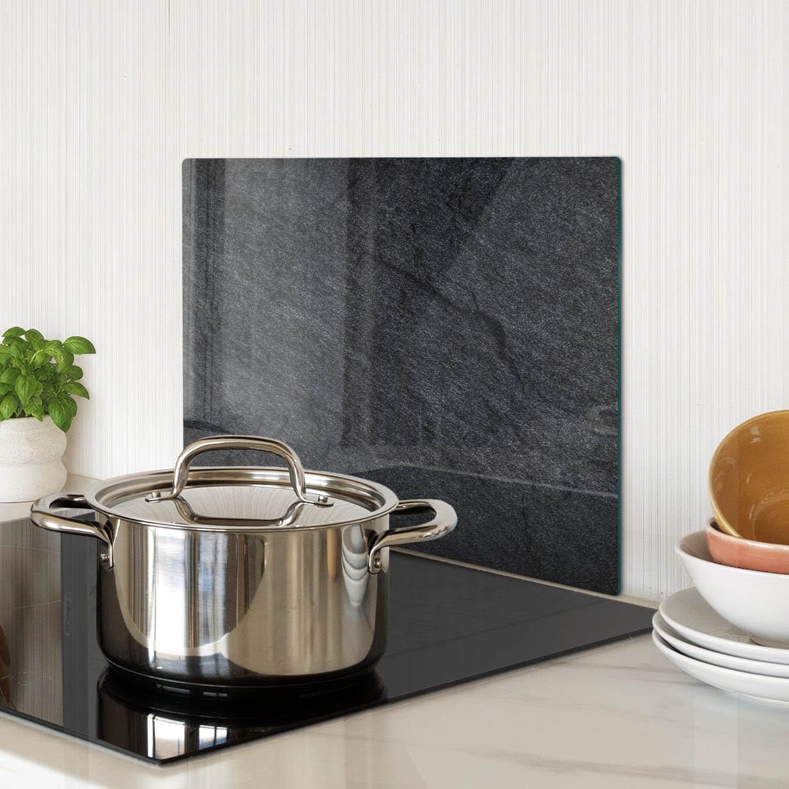 Multifunzione: Tagliere in vetro e coperchio 40x30 cm Grigio ardesia
