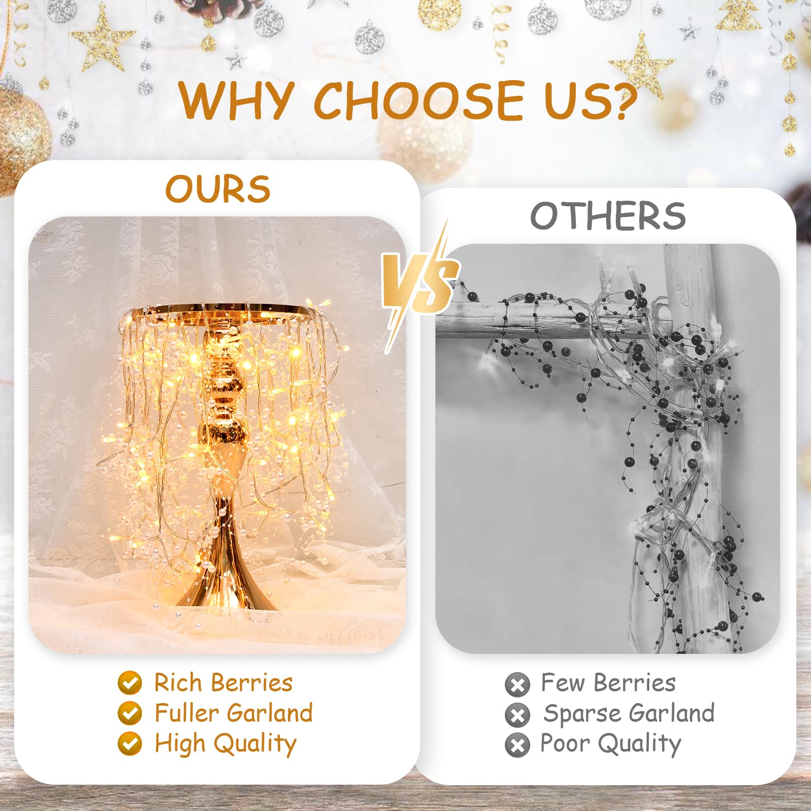 Aazon.co: Christas Garland,10FT 30LED Red Berry Pine Cone Garland Lights Christas Tree Decor - View #2