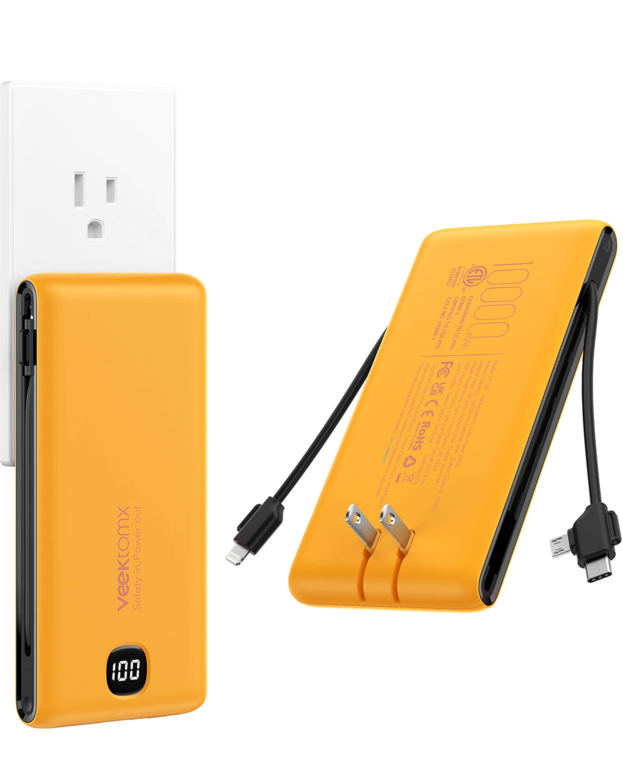 Amazon.com: VEEKTOMX Portable Charger with Built in Cables