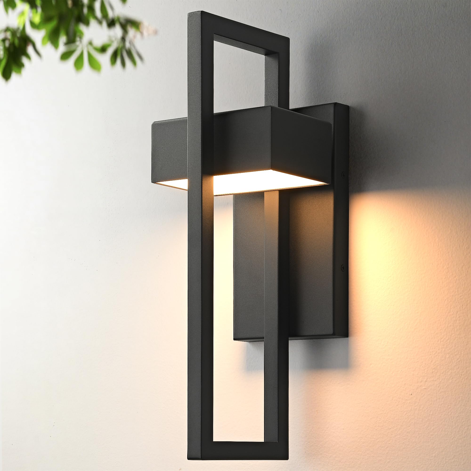 Photo 1 of SIONLOM Modern Large Outdoor Wall Lights 3000K Integrated LED Outdoor Wall Sconces Lighting, Exterior Lighting Fixtures Outside Wall Mount Lights for House Porch Front Door Garage, Matte Black 1Pack