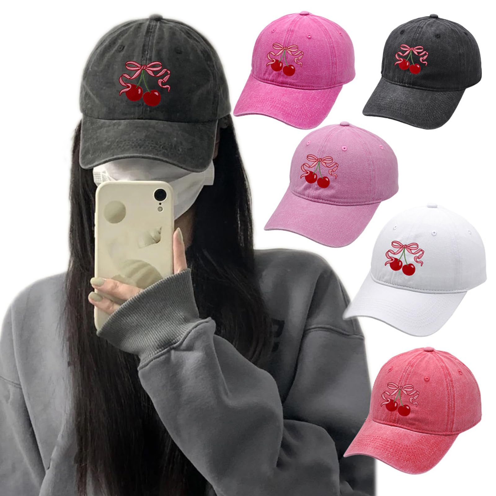 Cappello da baseball regolabile in cotone con stampa con fiocco, per attività all'aperto, hiphop, danza, cappello da baseball