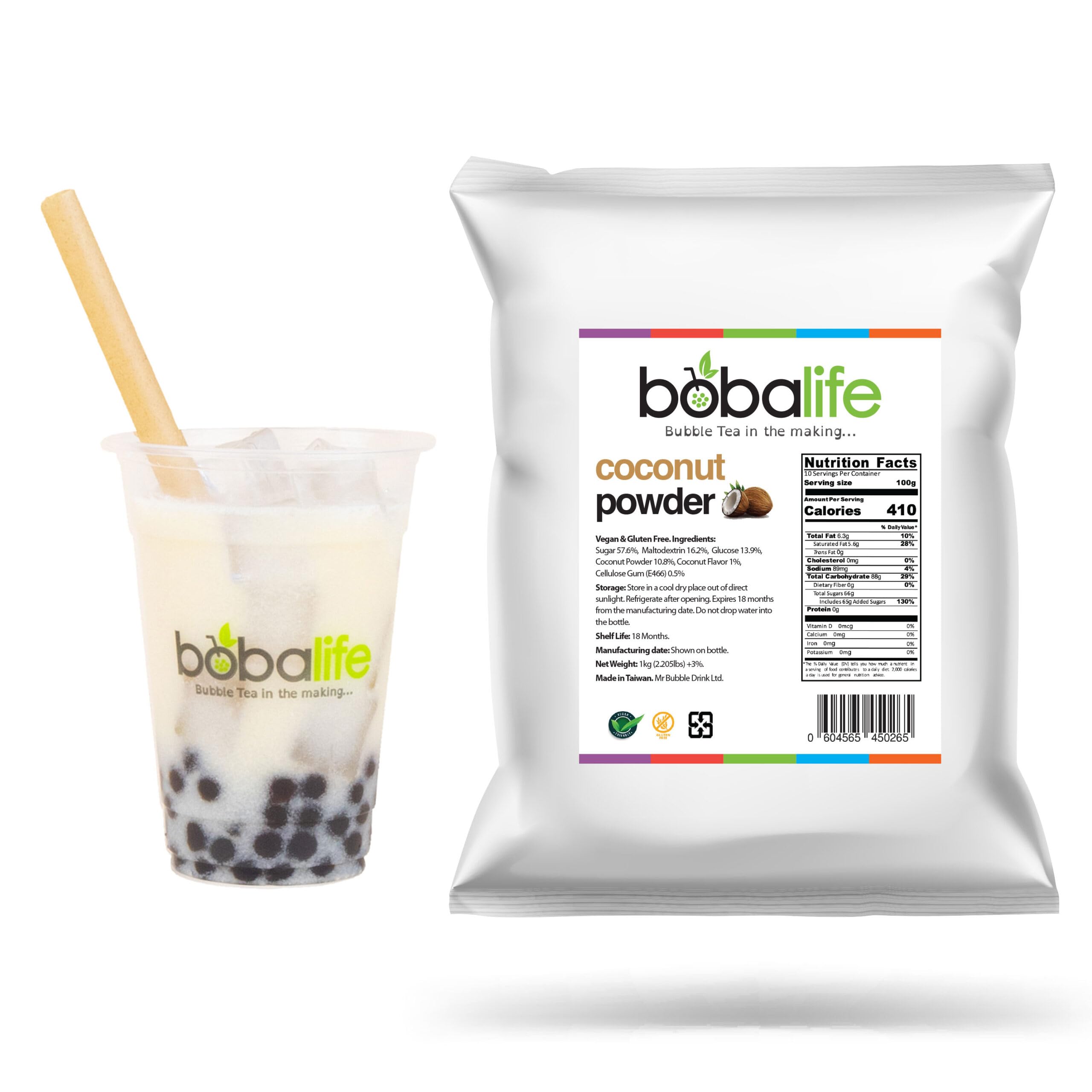 Bobalife Coconut Bubble Tea Powder (1kg) | 20-30 Servings (Variable Serving Size) | Premium & Authentic Ingredients | Vegan & Gluten Free