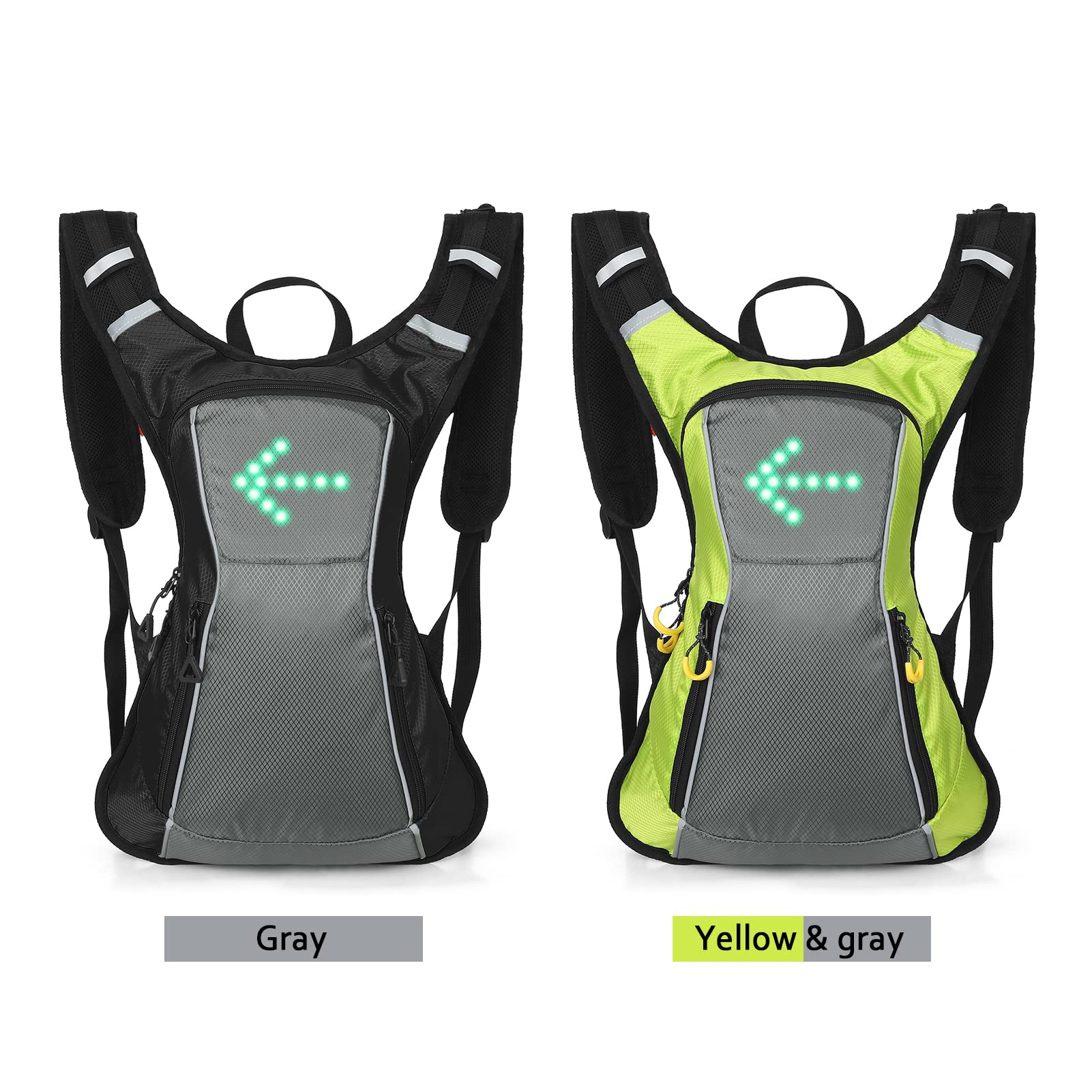 LED-Blinker-Rucksack IPX5 Wasserdichter reflektierender Rucksack mit Fahrtrichtungsanzeige USB-wiederaufladbare Sicherheitslichttasche Drahtlose Fernbedienung Fahrradtasche für Radfahren,Laufen