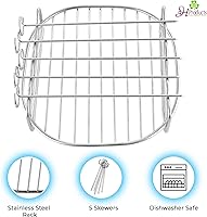 Vista 4 de 3hproducts - Estante multiusos XL de doble capa compatible con freidoras de aire de más de 5.5 cuartos de galón con 5 pinchos