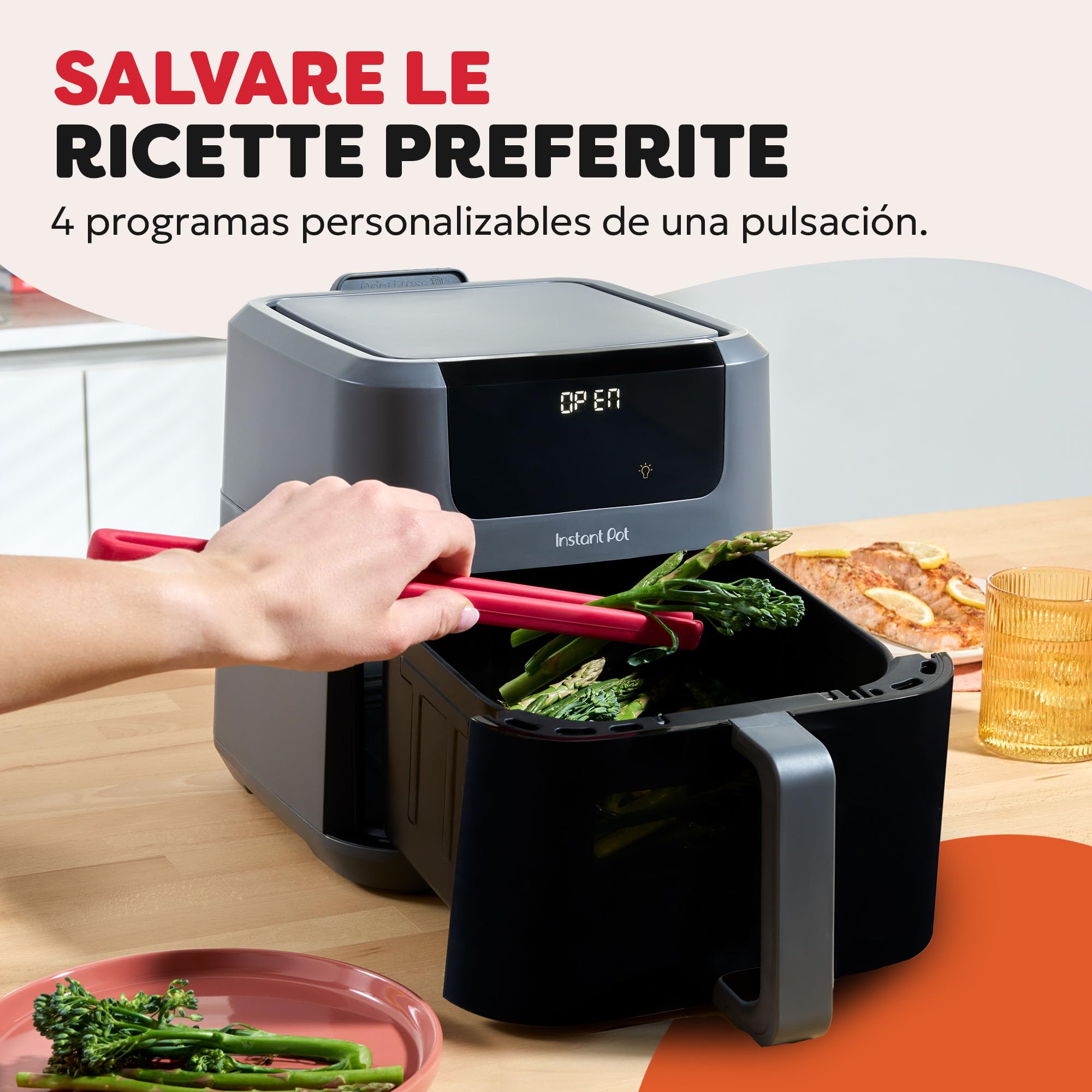 Instant Pot - Friggitrice ad aria calda Vortex Compact Truffle-Cestello da 5 l, formato famiglia, 4 in 1-Frigge ad aria calda,essicca,cuoce al forno,riscalda,rivestimento antiaderente,facile da pulire