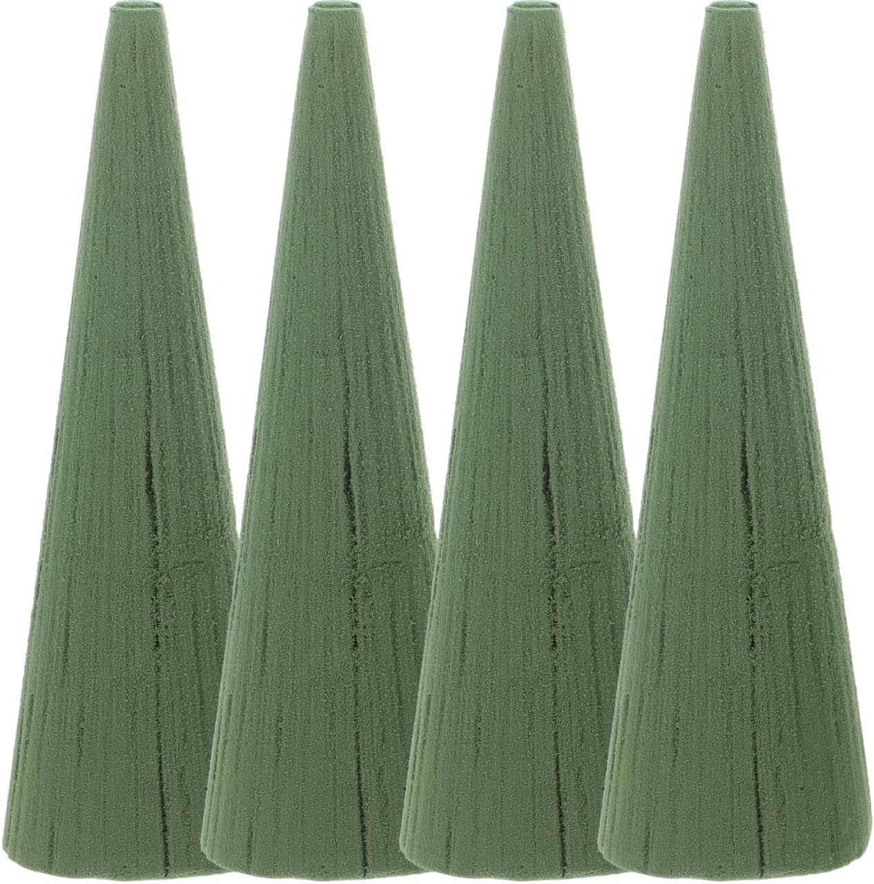 4pcs Floral Foam Tree Cones - 9.5” / 240mm Wet Dry Green Foam Blocks for Christmas DIY Crafts Fresh Flower Arrangements Cemetery Florist Plant Wedding Table Decor