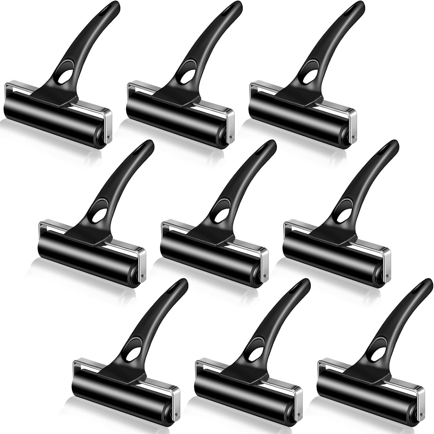 Frienda 9 Pcs 4.7 Inches Rubber Roller Black Rubber Brayer Ink Roller for Gluing Printing Inking Block Paper Crafting Press Printmaking Wallpaper Stamping Scrapbooks