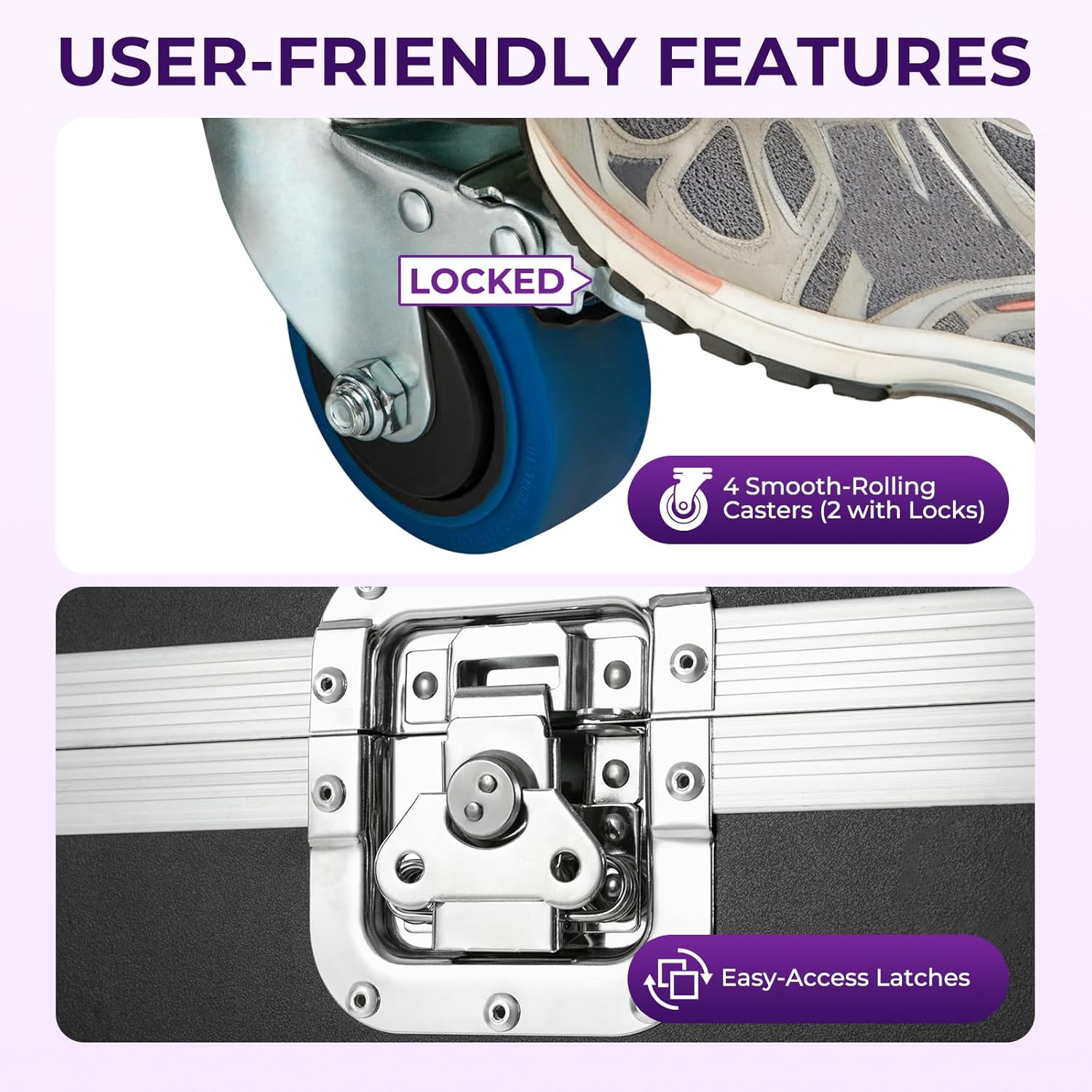 14U PA DJ Rack with 2 DJ Table Top,Studio Rack Recording Studio Racks, PA DJ Cabinet Network & Stereo Rack with 4 Wheels