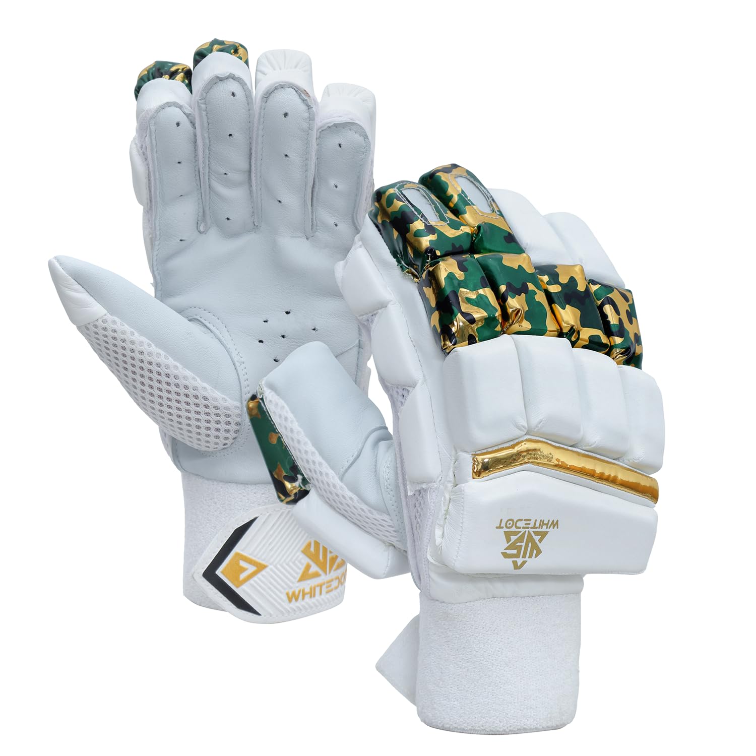 Whitedot Delta Camo Cricket Batting Gloves for Youth – Right Hand | White & Black | Indian PU Outer | EVA Sheet with Fiber Protection | Lightweight Professional Gloves-image-2