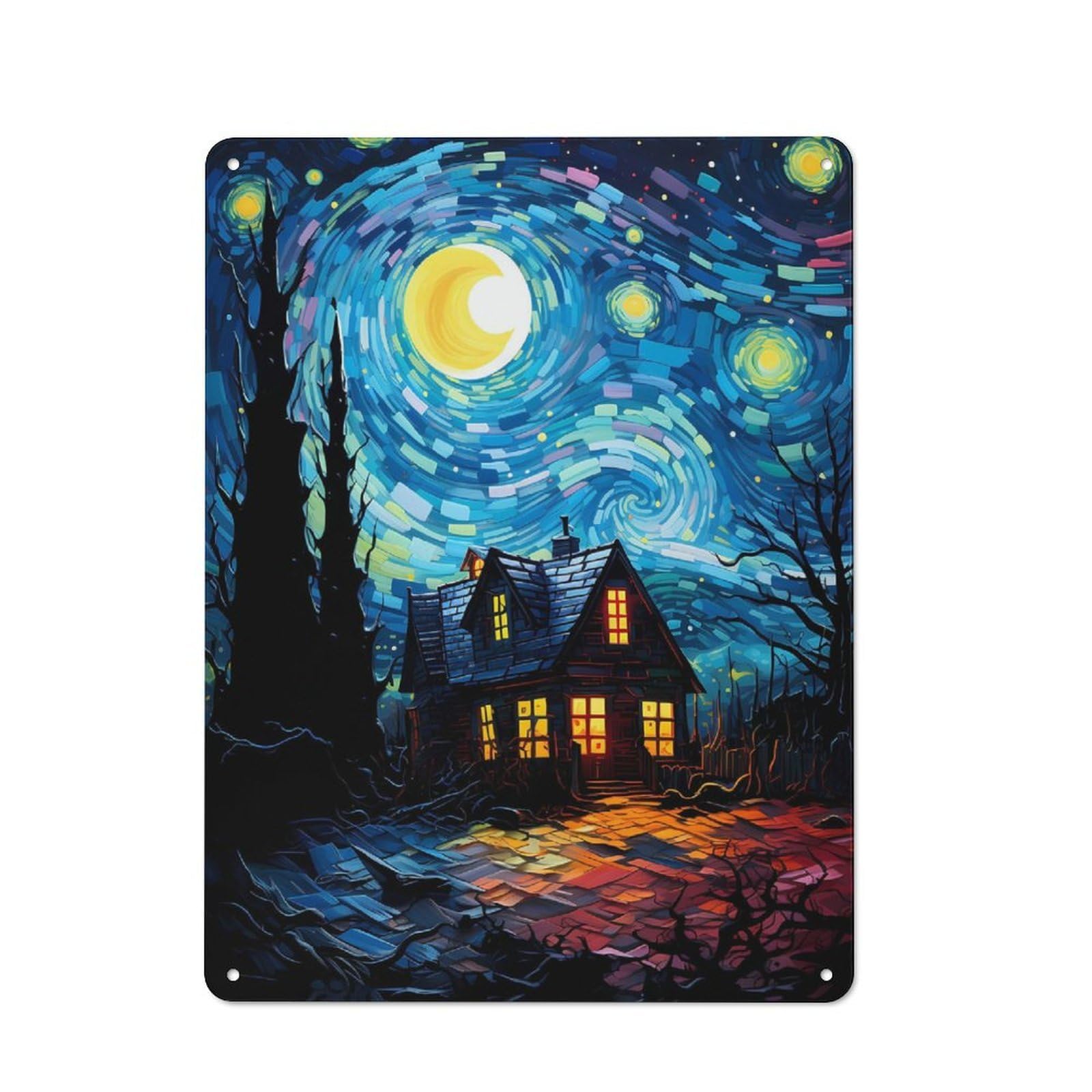 Junmoney Landscape Fantasy Vintage-Inspired Tin Sign 40X30cm For Garage Or Workshop, For Vintage Wall Decor Fans, For Metal Sign Collectors