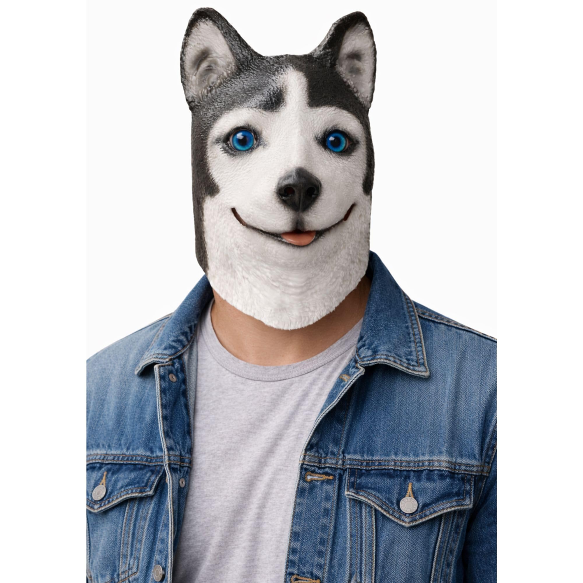 Active Star Animal Full Head Masks, Adults Realistic Latex Husky Dog Monkey Donkey Eagle Horse Funny Scary Fancy Dress Costume Accessory For Halloween Party Cosplay, (Husky Dog Mask)