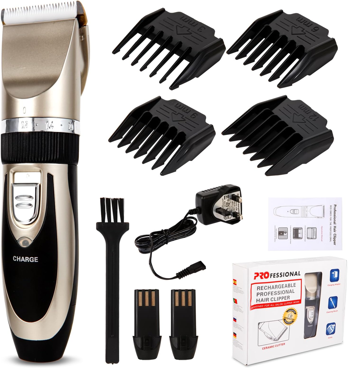 Super Quiet Cordless Battery Electric Hair Cutting Machine Rechargeable Hair Clipper Trimmer Home Barber Clippers Set