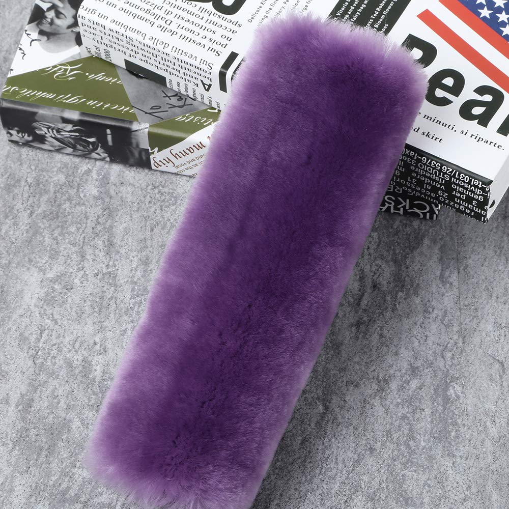 OGLAND Genuine Sheepskin Soft Fuzzy Car Seat Belt Pad, Comfy Fluffy Seat Belt Cover for Shoulder Pad Neck Cushion Protector Car Accessories Woman Man