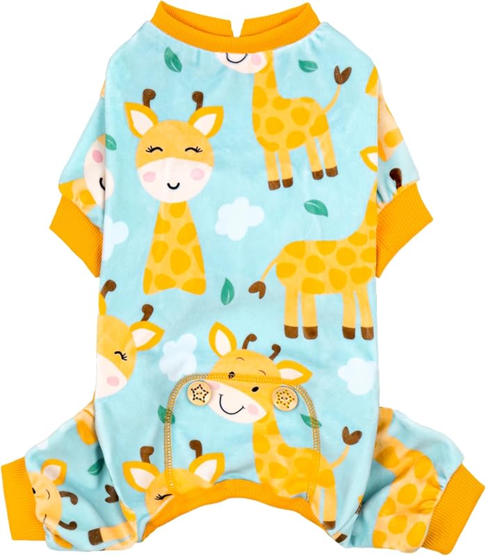 Pijama de Veludo para Cães Médios KYEESE com Estampa de Girafa
