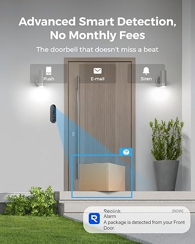 Miniatura 3 de REOLINK Timbre de video + concentrador doméstico, timbre de batería Wi-Fi de doble banda 2K con vista de 150 x 150, funciona con pilas, detección de