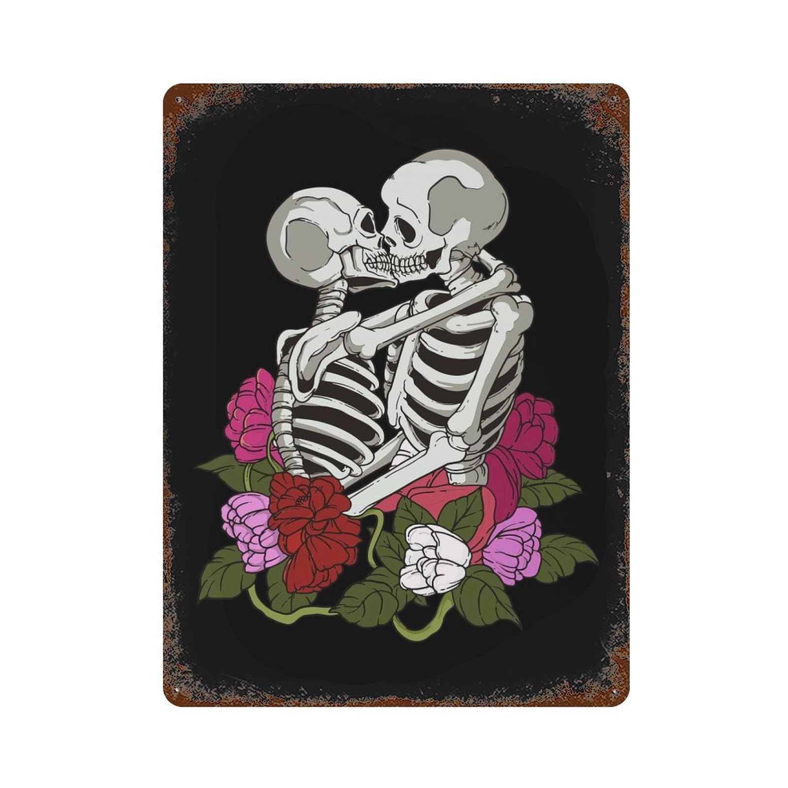Lesbian Cool Skeleton Vintage Rust Metal Sign 15.7"x11.8", Retro Wall Decor for Garage, Pub Or Kitchen