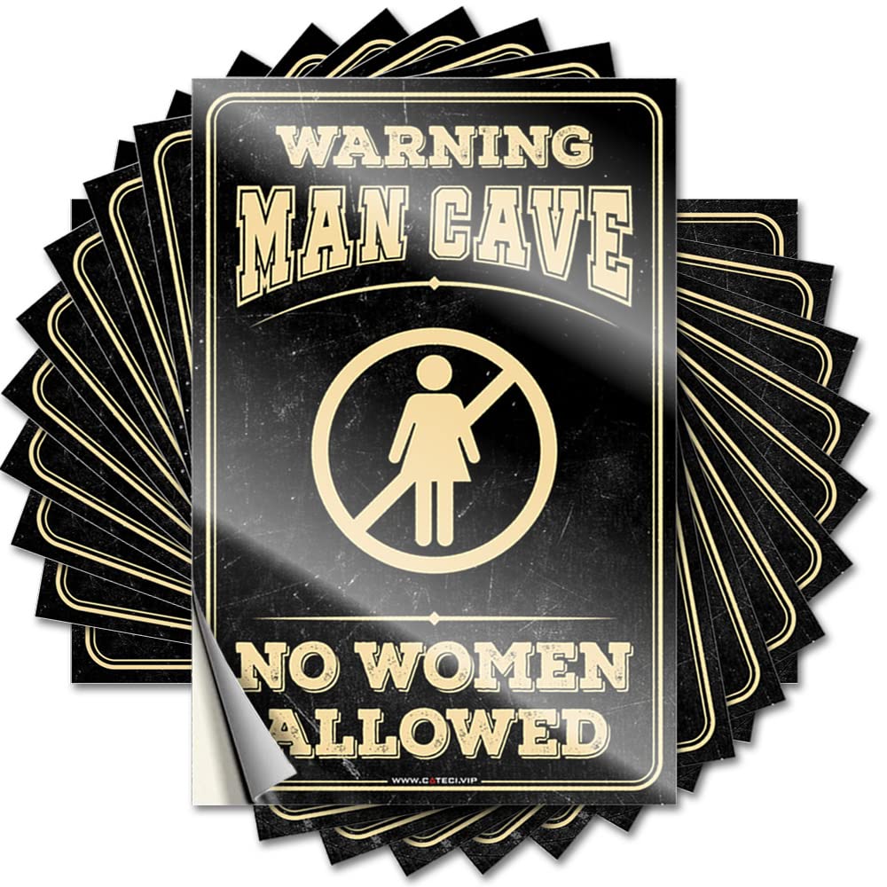 Hardhat Stickers and Decals Warning Man Cave No Women Allowed Funny Sticker 10 Pcs Funny Stickers for Cars Car Stickers for Men(6X9CM)