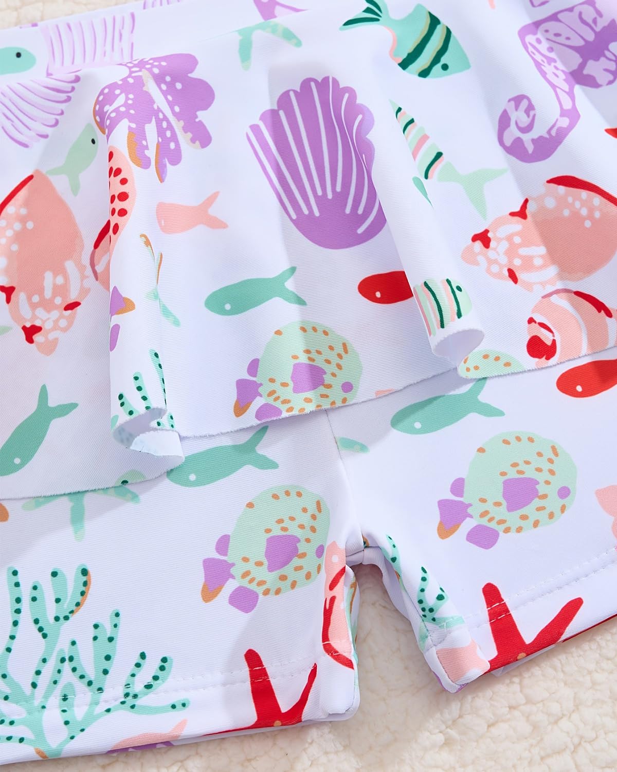 DivingBirds Traje de baño para niñas, traje de baño de dos piezas con pantalones cortos, protección solar UV, dobladillo con volantes, traje de baño de 2 a 6 años