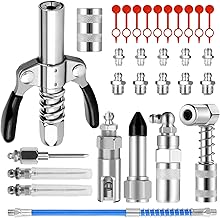 Grease Gun Mouthpiece 28 Pieces Grease Gun Adapter Set G Coupler for Grease Nipple with 30 cm Hose and Attachment Lubricator Connection Nipple 8 Types, for All Types of Grease Guns