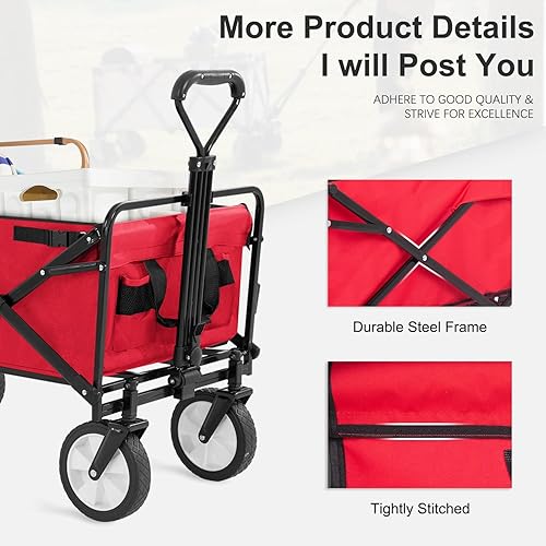 Miniatura 15 de PayLessHere Carrito plegable con ruedas Gris Carrito plegable resistente con capacidad de 330 libras con ruedas todo terreno y mango