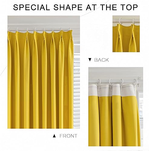 Miniatura 4 de Cortina plisada amarilla de 72 pulgadas de ancho x 84 pulgadas de largo, con aislamiento térmico, 90 % opaca, para barra transversal y riel con