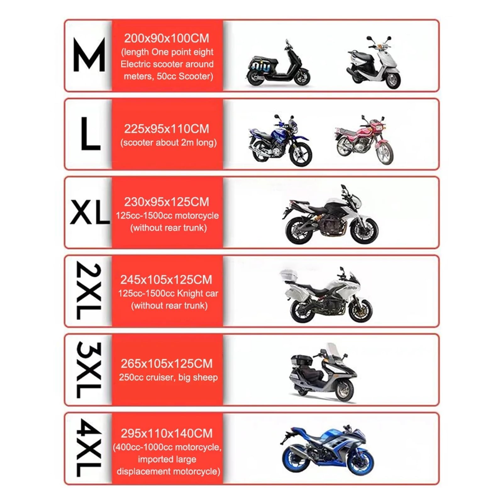 Cubre Moto Impermeable Cubierta de motocicleta M-4XL Universal al aire libre Protector UV Scooter todas las estaciones impermeable bicicleta lluvia cubierta a prueba de polvo 210D tela Oxford(L 225x95