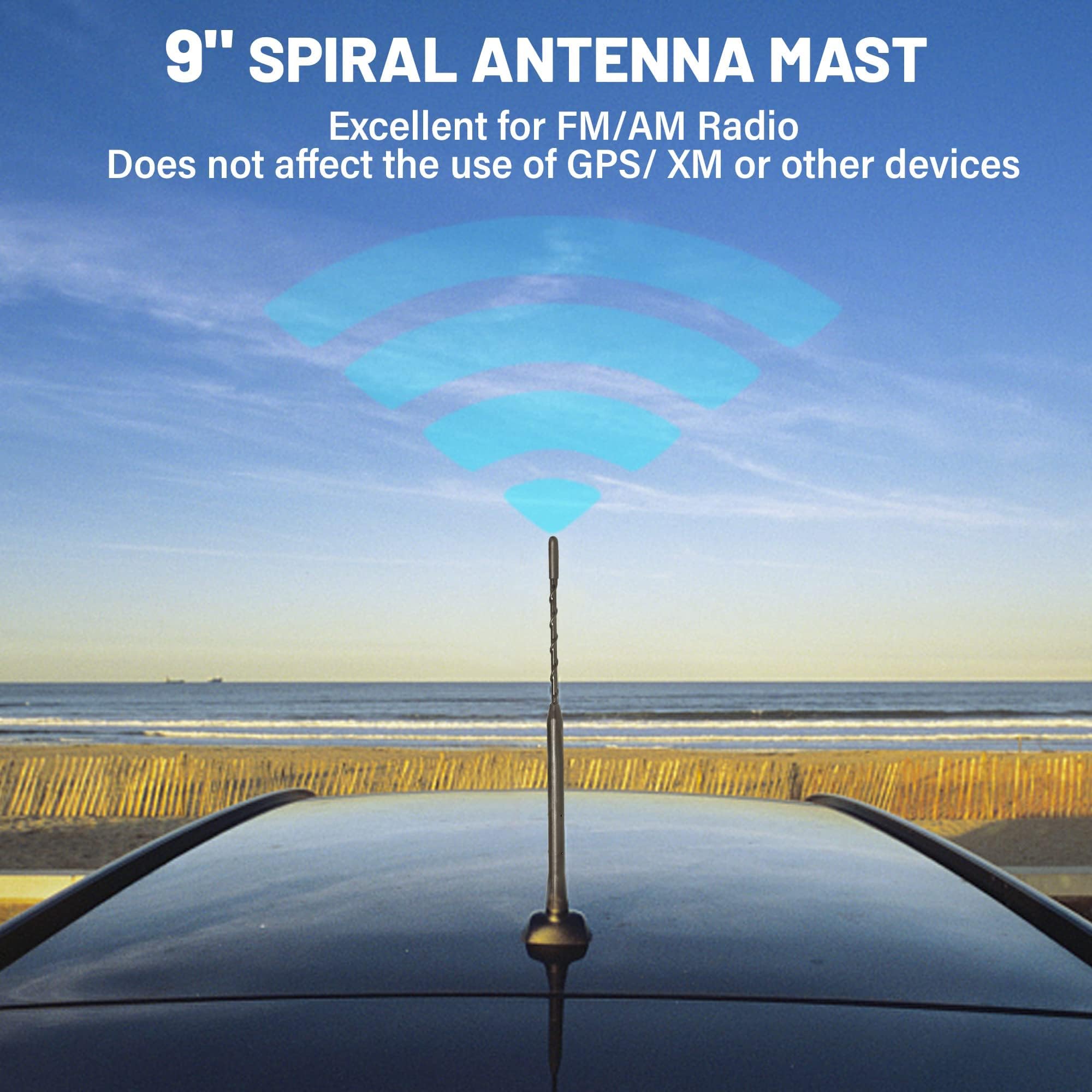 Anina 9 Inch Car Radio Antenna Mast for 2007-2020 Ford Focus Explorer Ranger Lincoln MKT Mercury Milan AM FM Roof Mount Vehicle Radio Aerial M4 M5 M6 Threaded Adapter