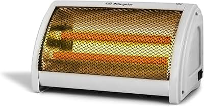 Orbegozo BP 3200 Estufa cerámica, 2 niveles de potencia, Doble botón de funcionamiento, Asa de transporte, Sistema antivuelco, 1000 W, Color Blanco