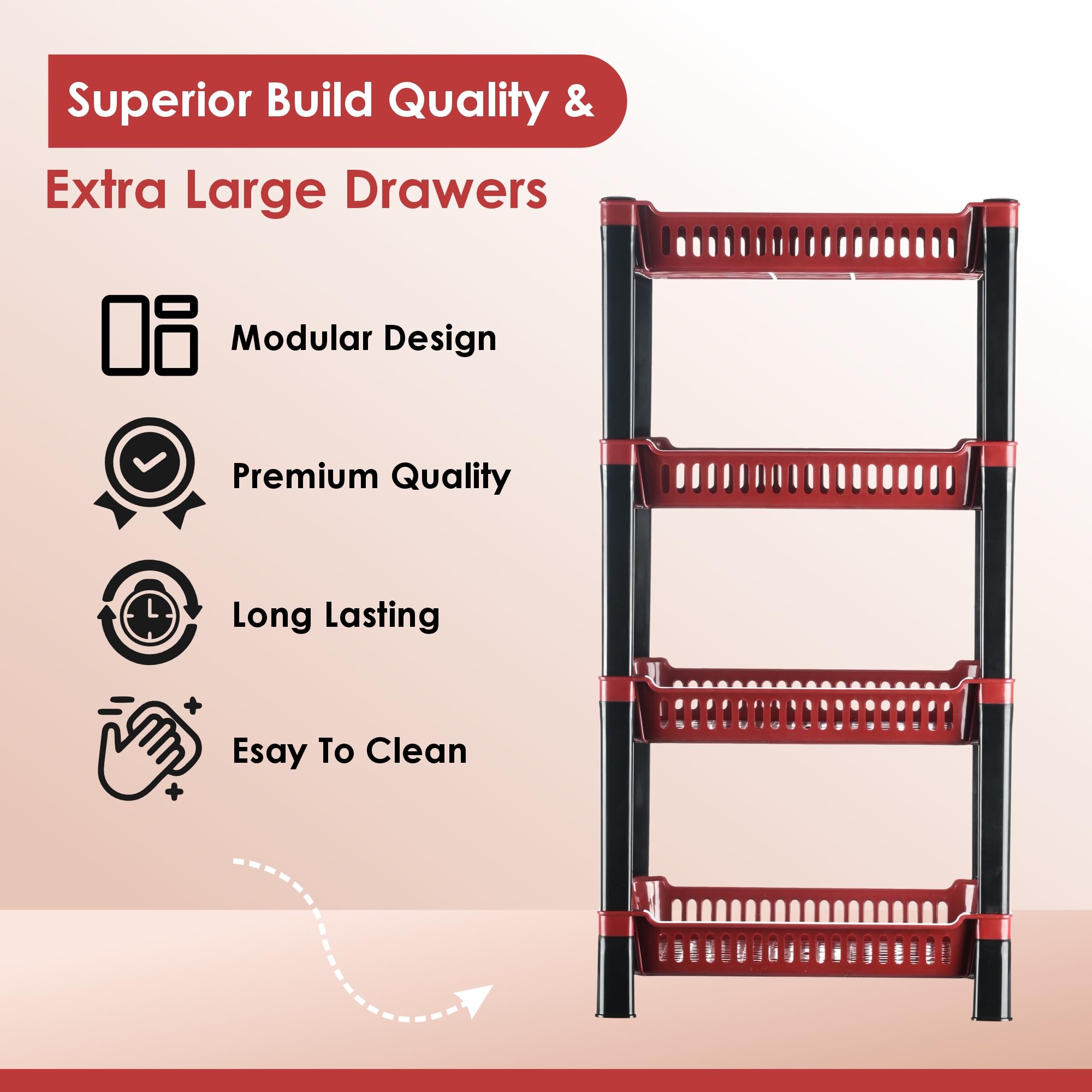Urbane Home Pack of 2 Multipurpose Kitchen Organizer/Storage Rack | 4-Layer Onion Stand for Kitchen | Vessels & Vegetable Organiser | Maroon 2