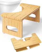 Wooden Toilet Stool - Toilet Stool for Adults - Foldable Toilet Stool - Doctor Recommended Constipation and Constipation Treatment (Primary Colour)