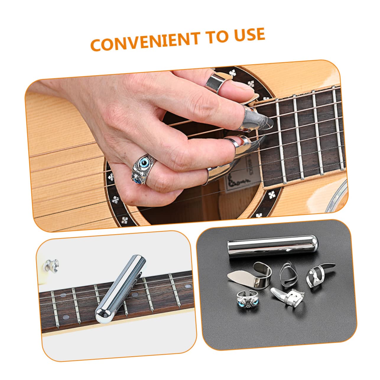 ibasenice 2ensembles Barre à Pour Guitare Avec Médiator De Pouce Et Des Doigts Accessoires Pratiques Pour Guitare Électrique De Métal Et Matériau